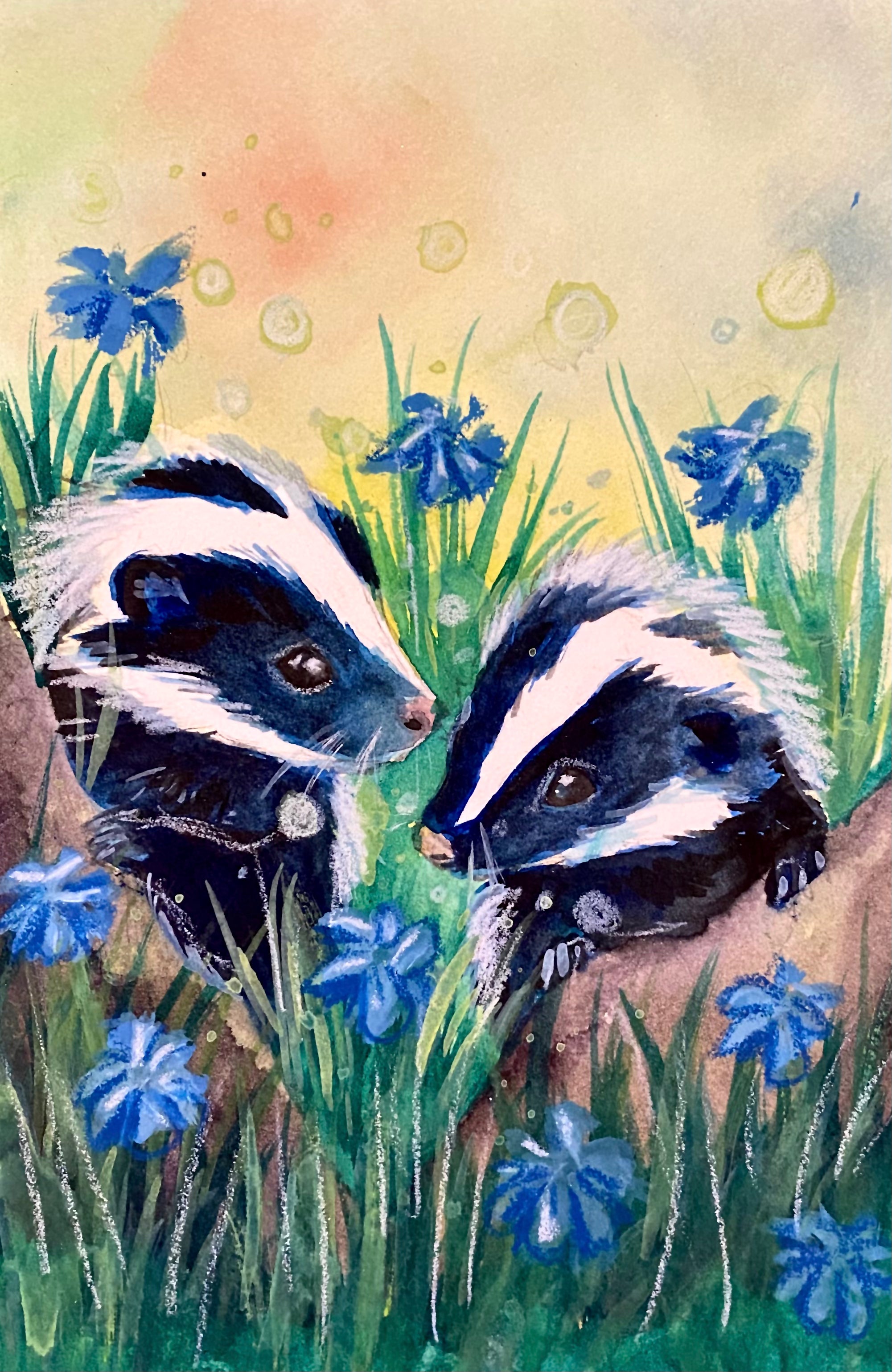 Kits & Petals-Watercolour Art Print