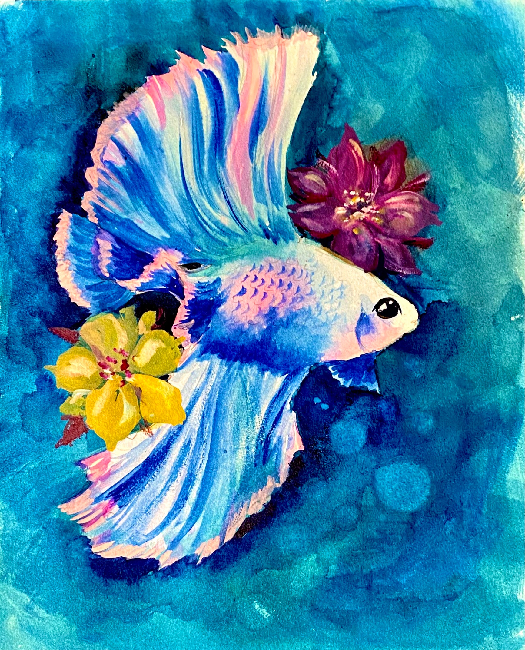 Betta Fish in Bloom — Watercolour Art Print
