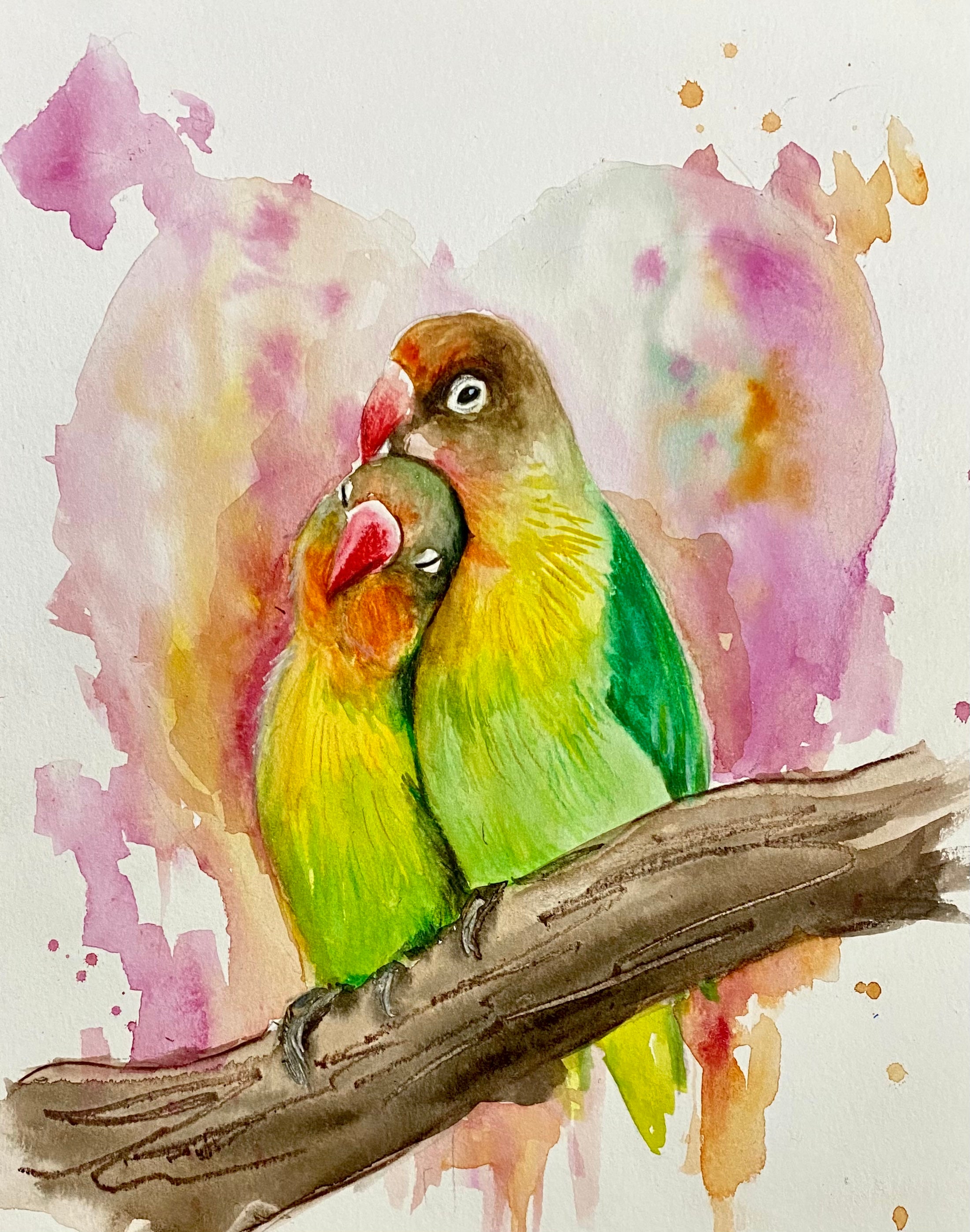 Lovebirds — Watercolour Art Print